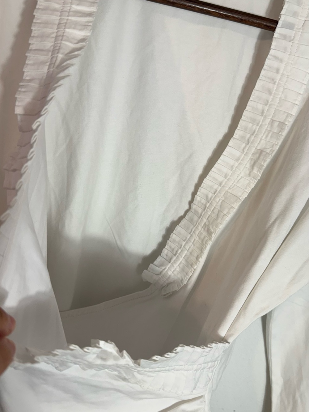 Boston Proper Cream Wrap-Style Ruffle Trim Blouse - Picture 6 of 6